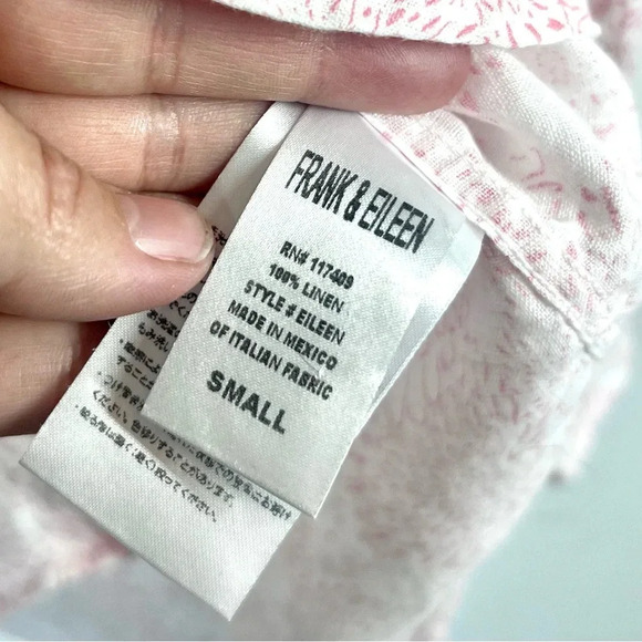 Frank & Eileen "Eileen" Classic Linen‎ Relaxed Button-Up Floral Shirt Size Small - Picture 10 of 11